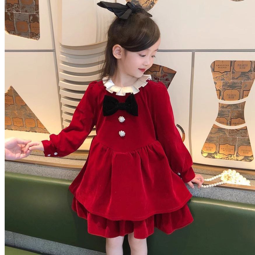 Robe de princesse rouge à la mode pour filles