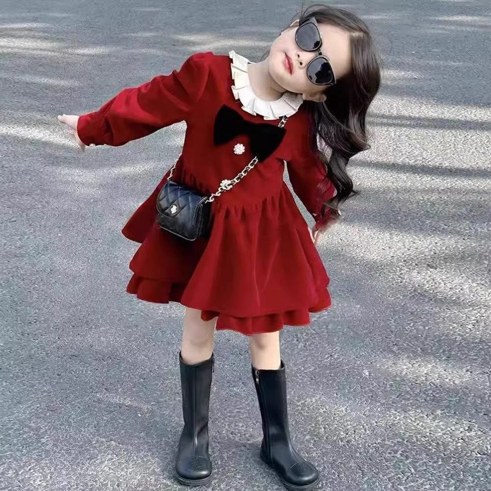 Robe de princesse rouge à la mode pour filles