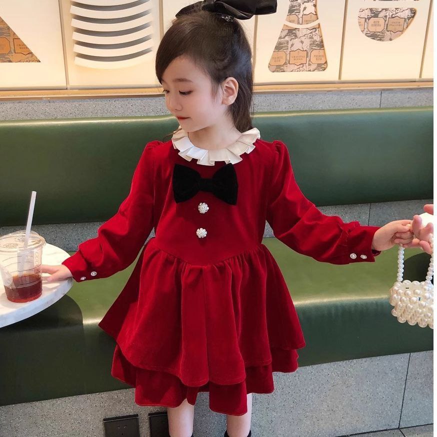Robe de princesse rouge à la mode pour filles