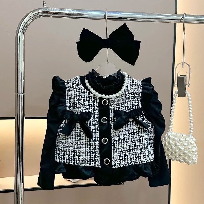 Ensemble veste gilet avec noeud papillon et pantalon à la mode pour fille