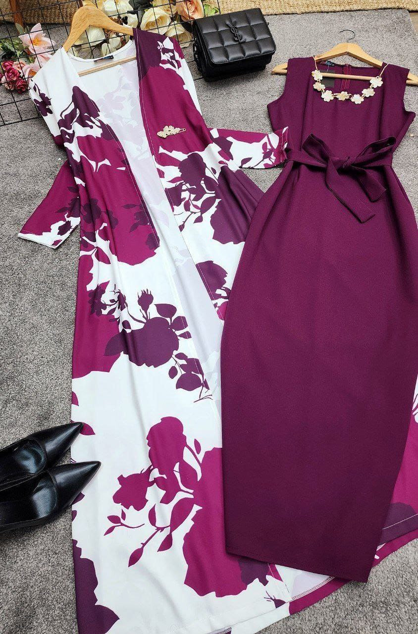 ensemble robe avec kimono a fleur