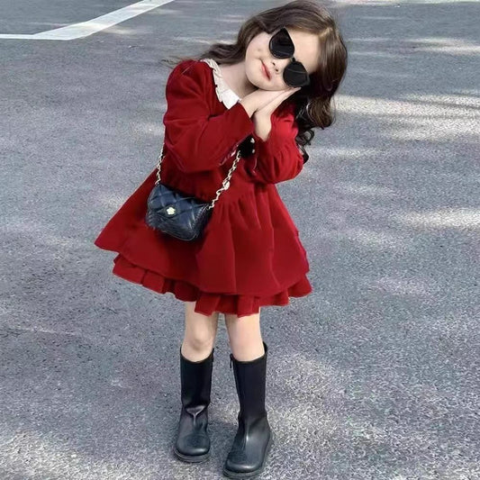 Robe de princesse rouge à la mode pour filles
