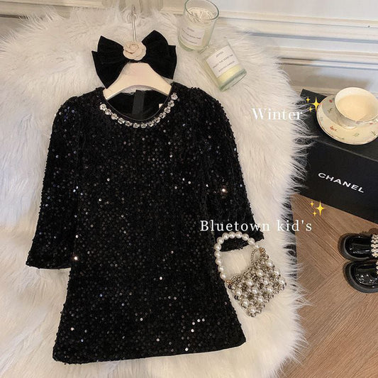 Robe de princesse en peluche à paillettes pour filles