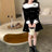 Robe brodée en velours a manches longues pour filles