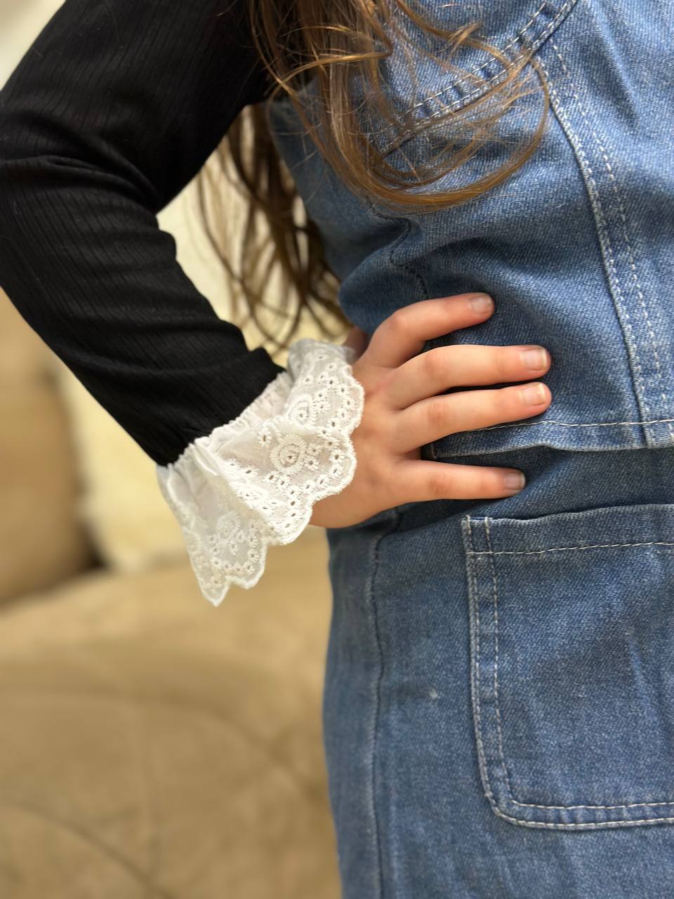 Ensemble en trois piéces en denim pour filles