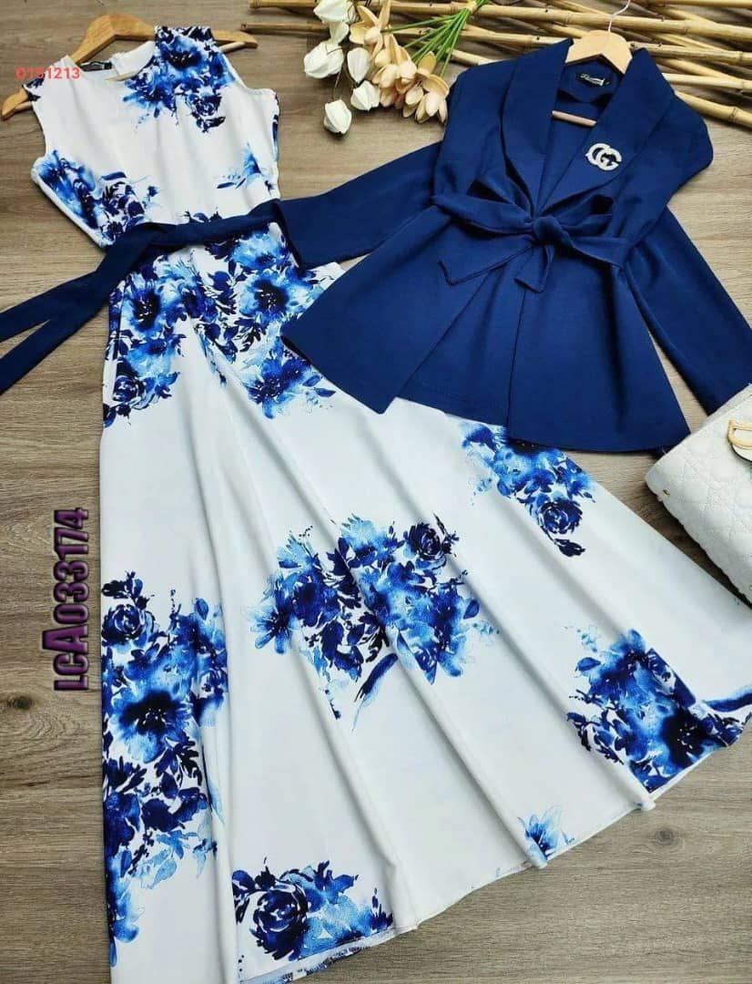 ensemble veste avec robe a fleur