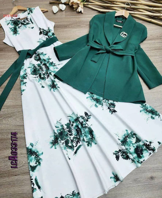 ensemble veste avec robe a fleur