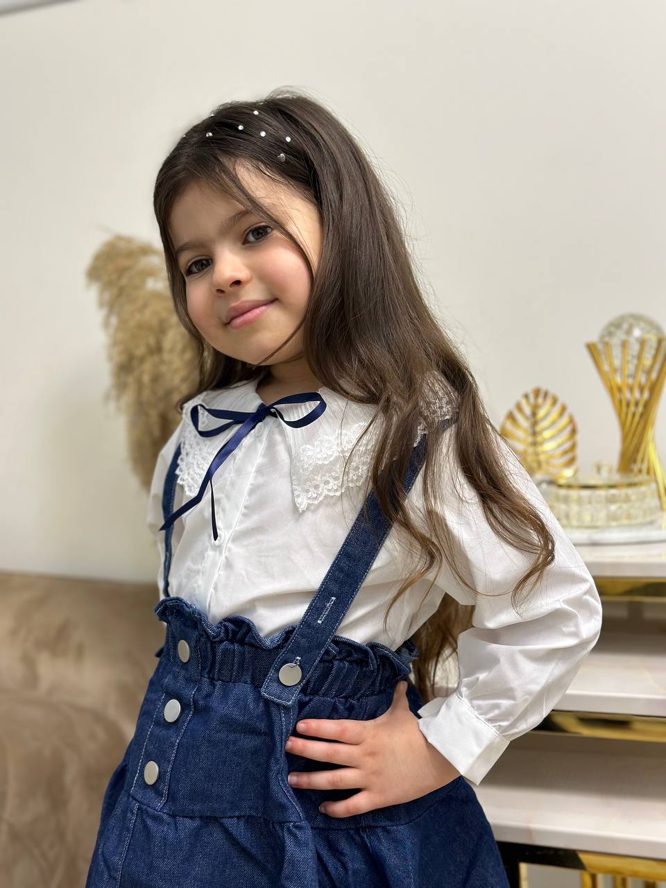 Jupe et chemise en jean à manches longues pour fille