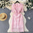 Robe vintage élégante à manches courtes et col rond en dantelle brodée